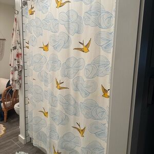 Yellow and Blue Bird Shower Curtain